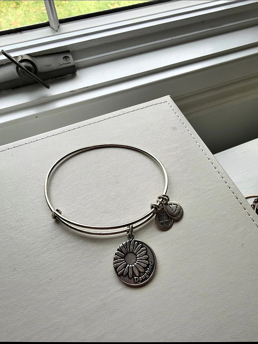 Alex and Ani Daughter Sunflower Charm Bangle Silver
